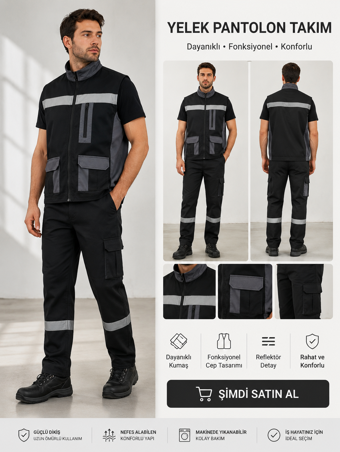 Reflektörlü İş Takımı Rodopi Reflect Pro BlackLine