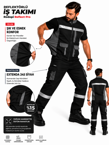 Reflektörlü İş Takımı Rodopi Reflect Pro BlackLine