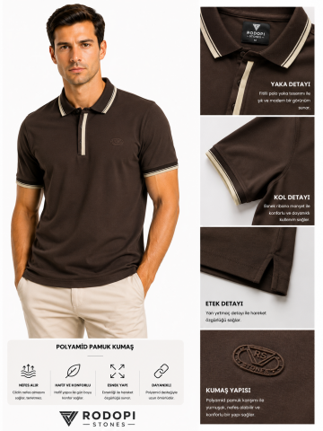 Rodopi Stones Polo Yaka Tişört Bitter