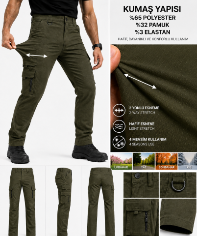 Rodopi Ripstop Haki Tactical Pantolon