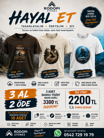 Kampanya Rodopi Stones Polyamid Viskon Basklılı  Tshirt 3 Al  2 Öde