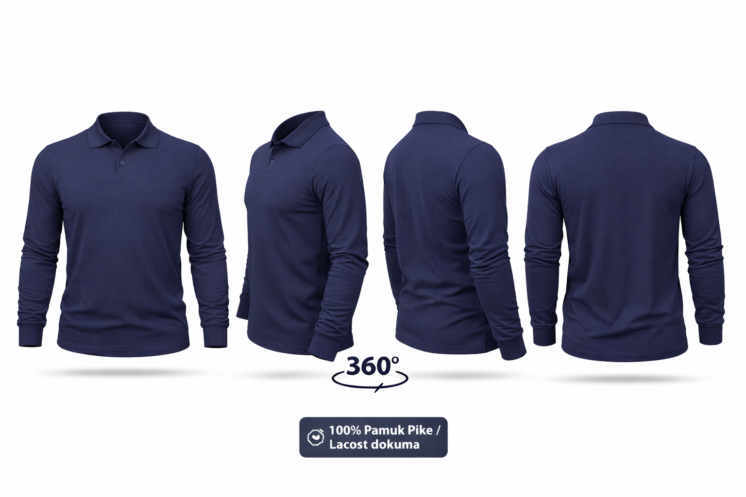 Lacost Polo Yaka Uzun Kol İş Tişörtü – %100 Pamuk