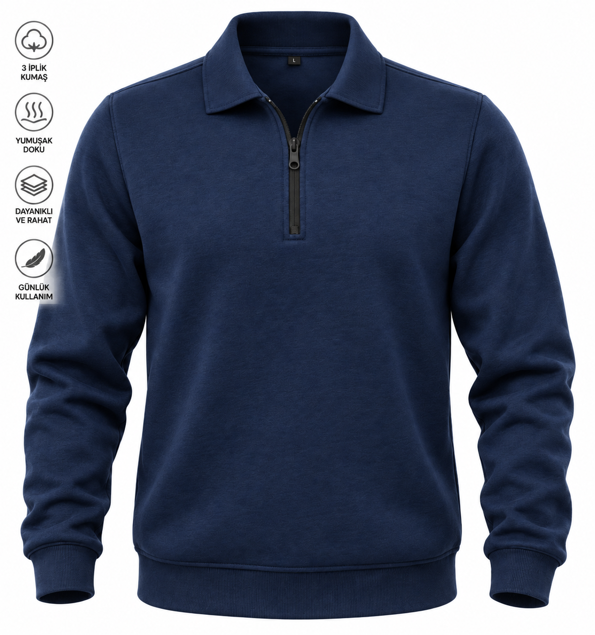 “Rodopi 3 İplik Fermuarlı  Kışlık Sweatshirt