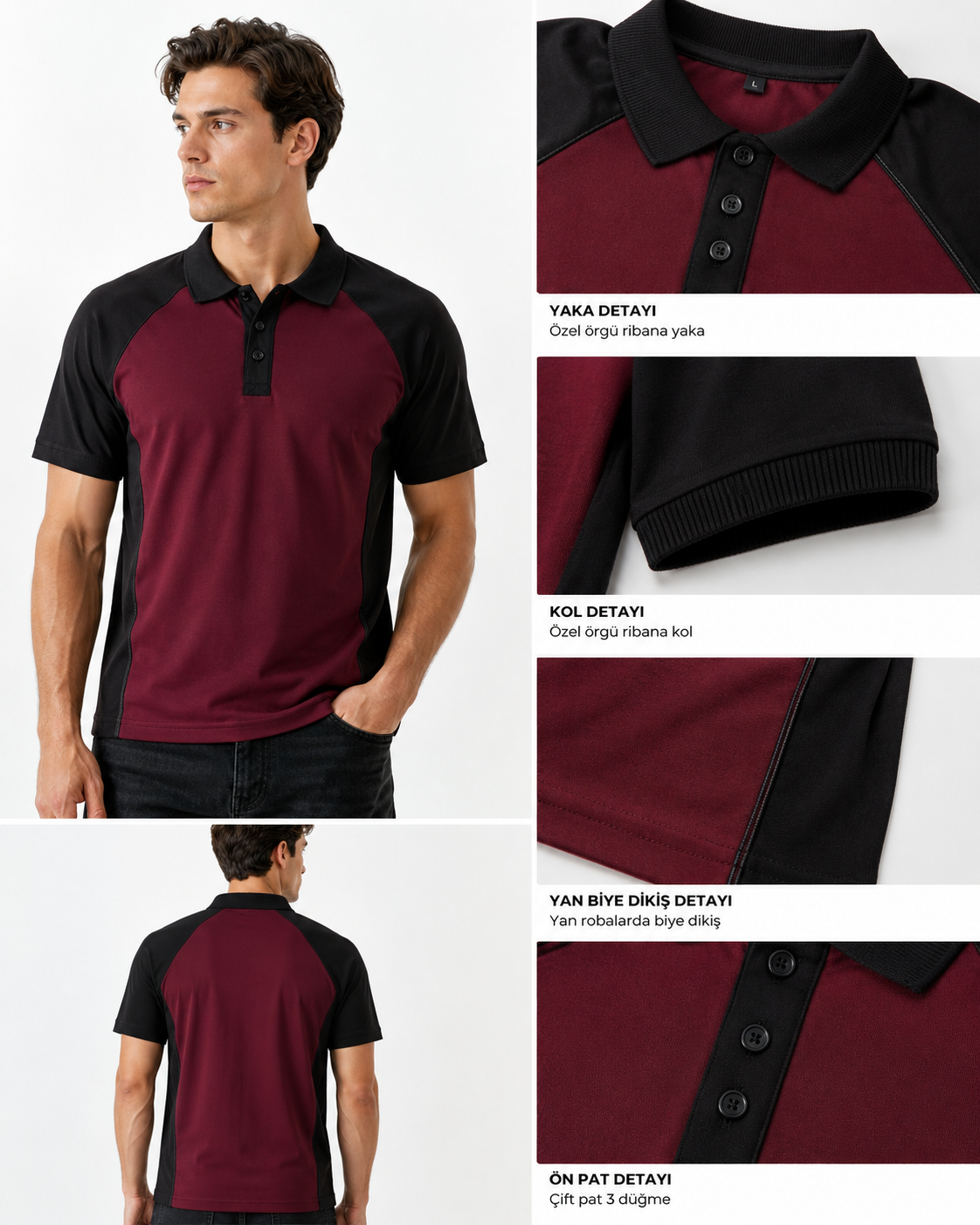Lacost Polo Yaka Tişört Kırmızı Siyah Medium