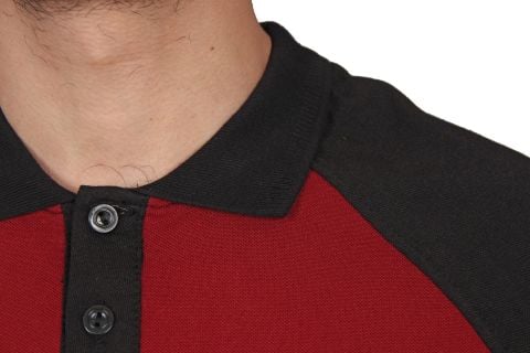 Lacost Polo Yaka Tişört Kırmızı Siyah Medium