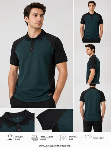 Lacost Polo Yaka Tişört Yeşil Siyah