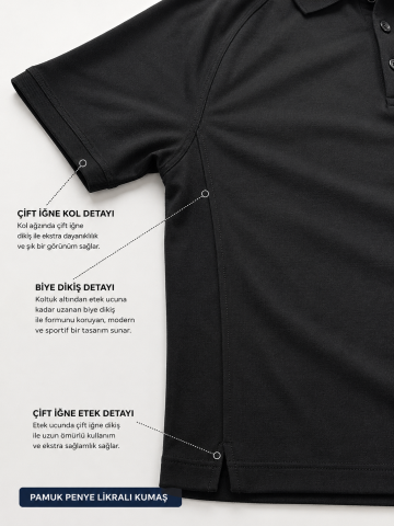 Lacost Polo Yaka Tişört Siyah XLARGE