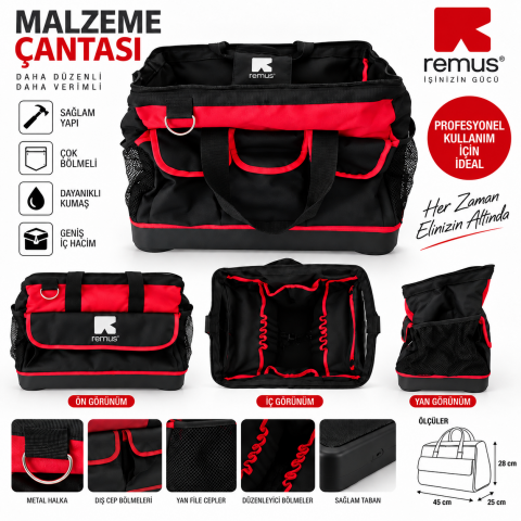 Profesyonel Malzeme ve El Aleti Çantası – Kırılmaz ABS Taban