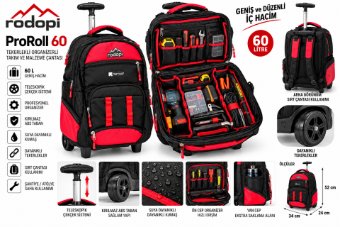 REMUS ProRoll 60 – 60L Tekerlekli Organizerli Takım Çantası