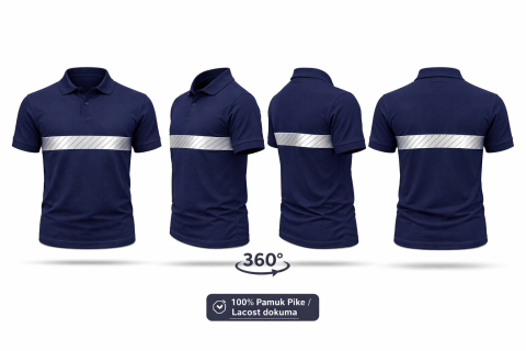 Lacost Polo Yaka Transfer Reflektörlü İş Tişörtü