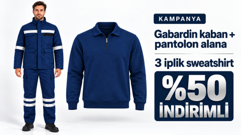 Gabardin İş Takımı Kaban Pantolon Sweatshirt Kampanya