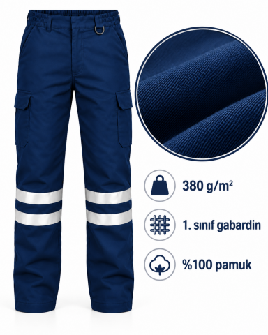Reflektörlü Gabardin Kışlık  İş Pantolonu