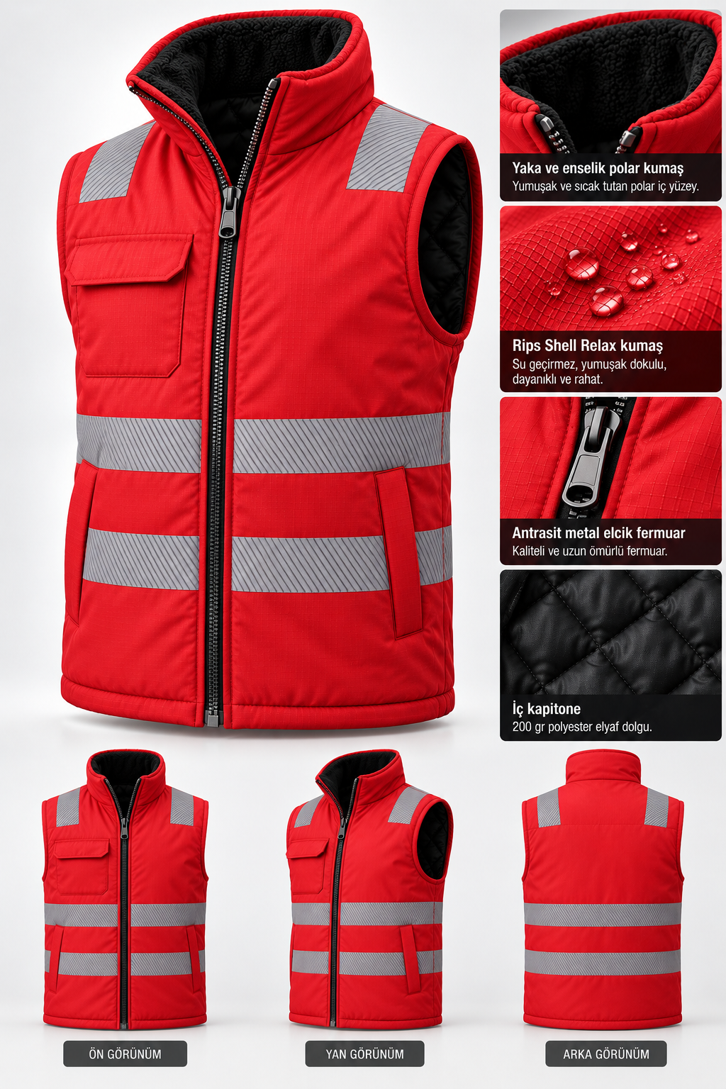 Rodopi Termo Vest – Kışlık Reflektörlü Kapitoneli İş Yeleği