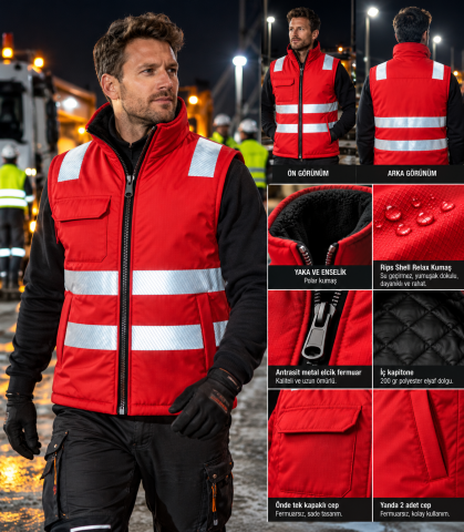 Rodopi Termo Vest – Kışlık Reflektörlü Kapitoneli İş Yeleği