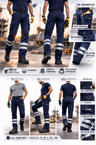 Rodopi Pro Flex Likralı Gabardin İş Pantolonu